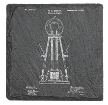 Load image into Gallery viewer, Thomas Edison Light bulb 1881 - Laser engraved fine Slate Coaster
