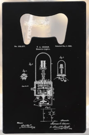 Thomas Edison ARC lamp Patent - Bottle Opener - Metal