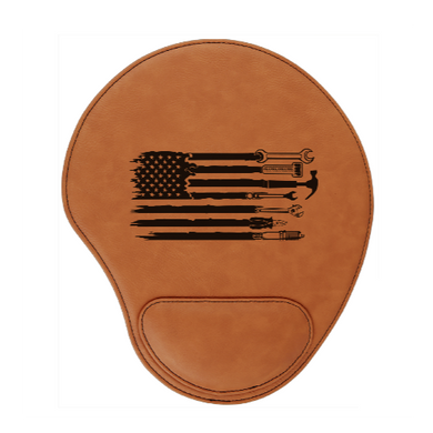 USA Automotive Tool Flag - engraved Leather Mouse Pad