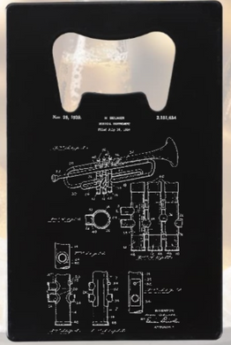 Trumpet Patent Drawing - Bottle Opener - Metal