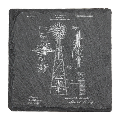 Windmill 1906 Turnip Designs - Laser engraved fine Slate Coaster