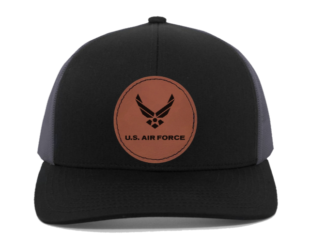 USAF United States Air Force - engraved Leather Patch hat