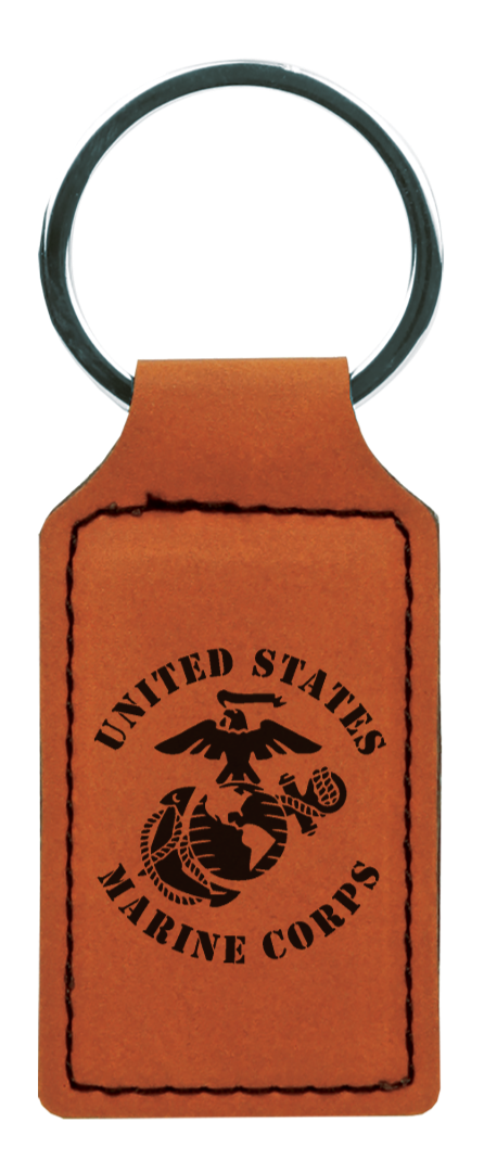 USMC United States Marine Corps - Engraved leather keychain with giftbox