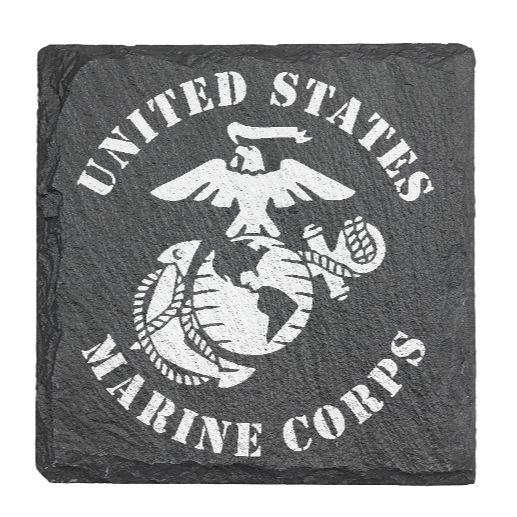 USMC United States Marine Corps  - Laser engraved fine Slate Coaster