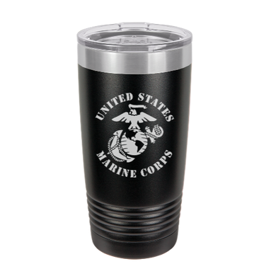 USMC United States Marine Corps  - engraved Tumbler - insulated stainless steel travel mug