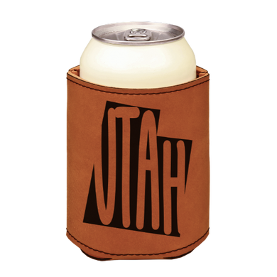 Utah state - engraved leather beverage holder