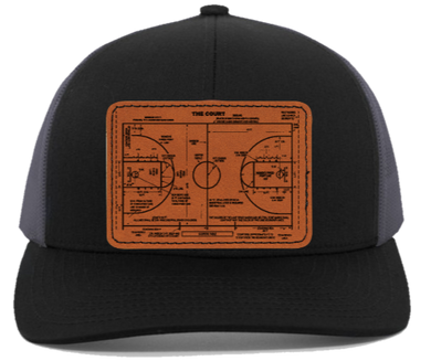 Basketball Court - Engraved Leather Patch hat