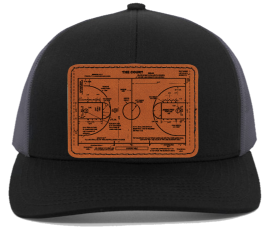 Basketball Court - Engraved Leather Patch hat