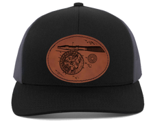 Charger l&#39;image dans la galerie, Fishing Reel HAT - Engraved leather patch hat
