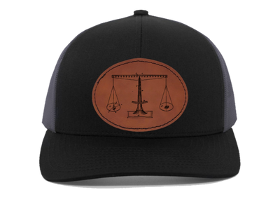 Scales of justice engraved Leather Patch hat