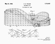 Charger l&#39;image dans la galerie, Roller Coaster drawing 1920s Vintage amusment ride - Slate &amp; Wood Cutting board
