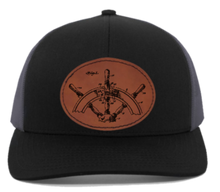 Cargar imagen en el visor de la galería, Ship Wheel engraved Leather Patch hat

