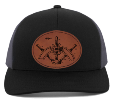 Ship Wheel engraved Leather Patch hat
