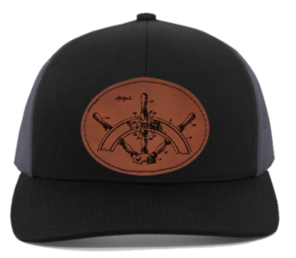 Ship Wheel engraved Leather Patch hat