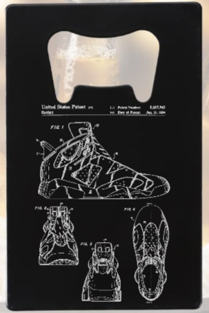 Air Jordan basketball shoes patent drawing AJ6 engraved - Bottle Opener - Metal