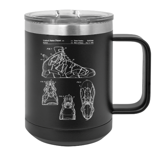 Air Jordan basketball shoes patent drawing AJ6 - MUG - engraved Insulated Stainless steel