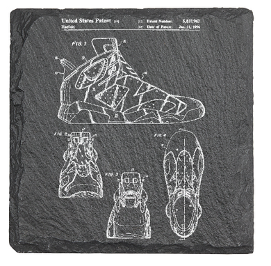 Air Jordan basketball shoes patent drawing AJ6 - Laser engraved fine Slate Coaster