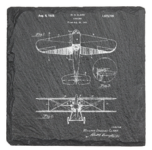 Charger l&#39;image dans la galerie, Bi-Plane 1920s - Laser engraved fine Slate Coaster

