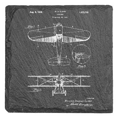 Bi-Plane 1920s - Laser engraved fine Slate Coaster