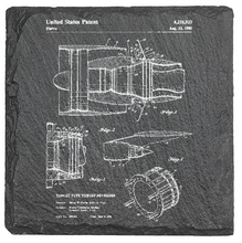 Cargar imagen en el visor de la galería, Jet Engine aviation thruster patent drawing - Laser engraved fine Slate Coaster
