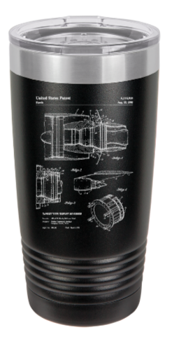 Jet Engine aviation thruster patent drawing - engraved Tumbler - insulated stainless steel travel mug