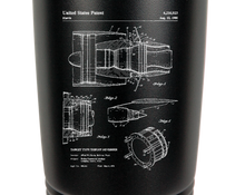 Cargar imagen en el visor de la galería, Jet Engine aviation thruster patent drawing - engraved Tumbler - insulated stainless steel travel mug

