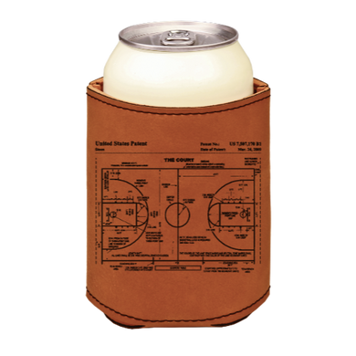 Basketball Court Patent drawing - engraved leather beverage holder