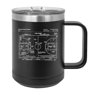Basketball Court Patent drawing - MUG - engraved Insulated Stainless steel