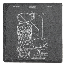 Load image into Gallery viewer, Basketball Net patent drawing - Laser engraved fine Slate Coaster
