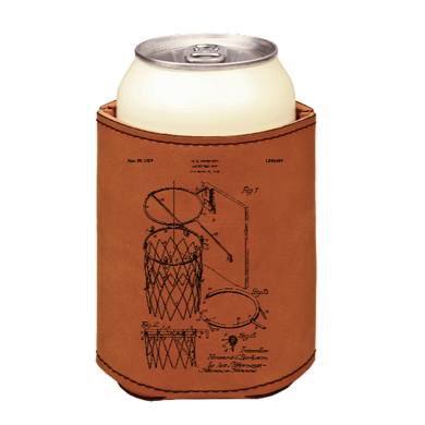 Basketball Net patent drawing - engraved leather beverage holder