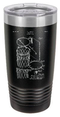 Basketball Hoop Net patent drawing - engraved Tumbler - insulated stainless steel travel mug