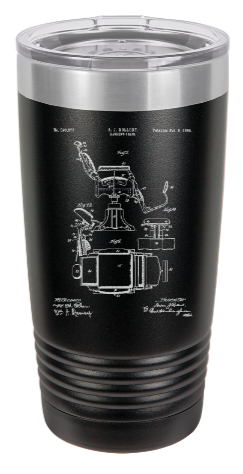 Barber Chair patent drawing - engraved Tumbler - insulated stainless steel travel mug