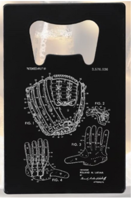 Baseball Glove Mitt patent drawing - Bottle Opener - Metal