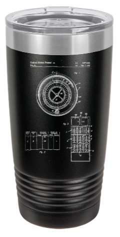 Roulette Wheel vintage casino patent drawing - engraved Tumbler - insulated stainless steel travel mug