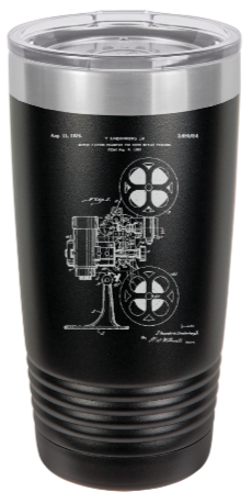 Cinema Movie Camera Projector Patent drawing - engraved Tumbler - insulated stainless steel travel mug