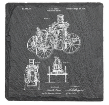 Load image into Gallery viewer, Historic Steam fire engine - Laser engraved fine Slate Coaster
