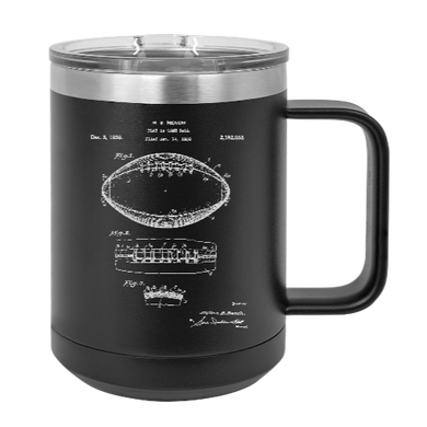 Football Patent drawing - NFL - MUG - engraved Insulated Stainless steel
