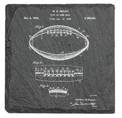 Football patent drawing - Laser engraved fine Slate Coaster