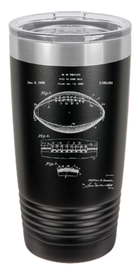 Football patent drawing - engraved Tumbler - insulated stainless steel travel mug