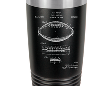 Load image into Gallery viewer, Football patent drawing - engraved Tumbler - insulated stainless steel travel mug
