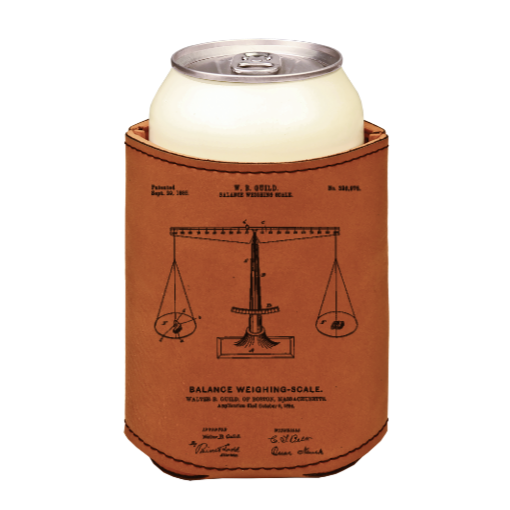 Scales of justice - engraved leather beverage holder