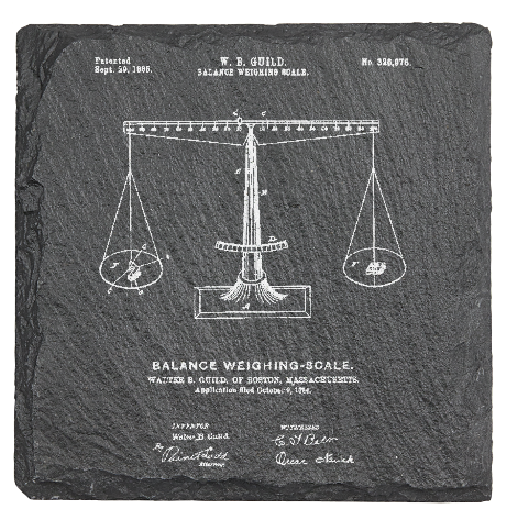 Scales of justice - Laser engraved fine Slate Coaster