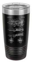 Load image into Gallery viewer, NASA Space Shuttle patent drawing - engraved Tumbler - insulated stainless steel travel mug
