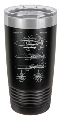 NASA Space Shuttle patent drawing - engraved Tumbler - insulated stainless steel travel mug