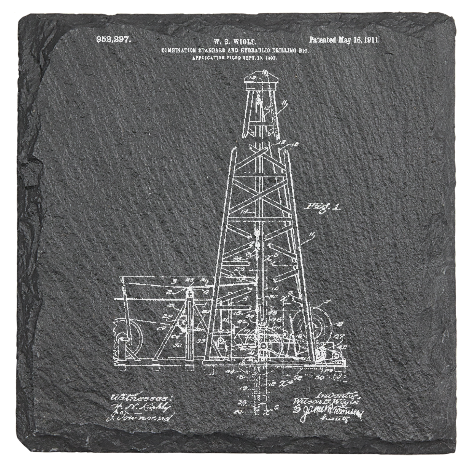 Oil rig Tower - Laser engraved fine Slate Coaster
