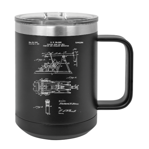 Oil Rig Oil pumping well - MUG - engraved Insulated Stainless steel