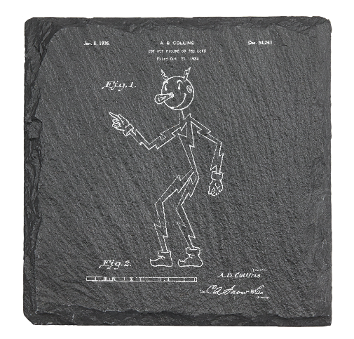 Reddy Kilowatt Electric man - Electrical Engineer - Laser engraved fine Slate Coaster