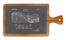 Load image into Gallery viewer, Roller Coaster drawing 1920s Vintage amusment ride - Slate &amp; Wood Cutting board
