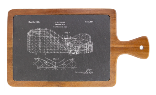 Roller Coaster drawing 1920s Vintage amusment ride - Slate & Wood Cutting board