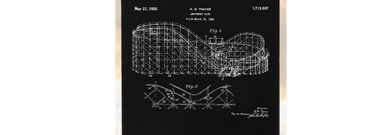 Roller Coaster drawing 1920s Vintage amusement  ride - Bottle Opener - Metal